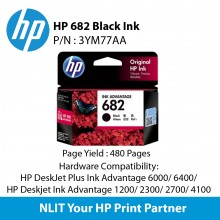 HP 682 Black Original Ink Cartridge : 480pgs : 3YM77AA