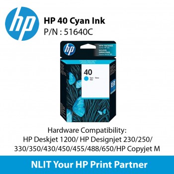 HP 40 Cyan INK CARTRIDGE 51640C