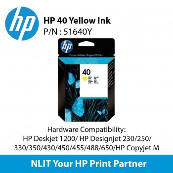 HP 40 Yellow INK CARTRIDGE 51640Y