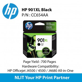 HP Original Cartridges : HP 901XL Black : Hight Yield : 700pgs : CC654AA