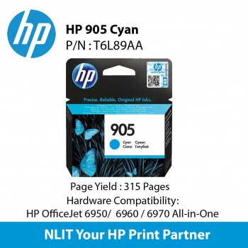 HP Original Cartridges : HP  905 Cyan : Standard : T6L89AA