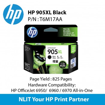 HP 905XL Black Original Ink Cartridge : 825 pgs : T6M17AA