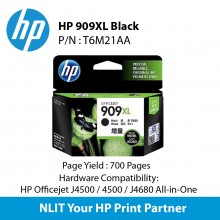 HP Original Cartridges : HP 909XL Black : Hight Yield : 1  >  500pgs : T6M21AA