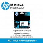 HP Original Cartridges : HP 955 Black : Standard : 1000pgs :  L0S60AA : 6 month Direct HP Warranty