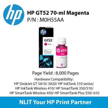 HP GT52 Magenta Original Ink Bottle : 8,000 pgs : MOH55AA