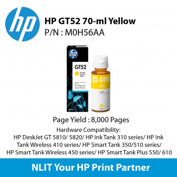 HP GT52 Yellow Original Ink Bottle : 8,000 pgs : MOH56AA