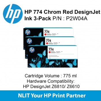 HP 774 Chrmtc Red Ink Cartridge 3-Pack P2W04A