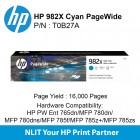 HP Original Toner : HP 982X Cyan : Std : 16,000pgs : T0B27A