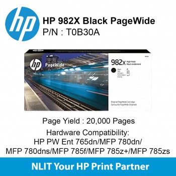 HP Original Toner : HP 982X Black : Std : 20,000pgs : T0B30A T0B30A