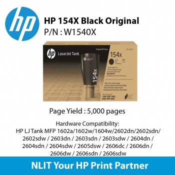 HP 154X Black LaserJet Tank Toner Rld Kit : 5000pgs : W1540X