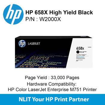 HP 658X Black 33000pgs W2000X