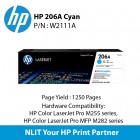 HP Original Toner : HP 206A Cyan Laserjet Toner : 1250pgs : W2111A : 2 Yrs Warranty