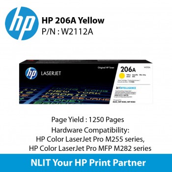 HP 206A Yellow LaserJet Toner : 1250pgs : W2112A