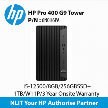 HP Pro 400 G9 6N0H6PA Tower i5-12500/8GB/256GBSSD+ 1TB/W11P/3 Year Onsite Warranty