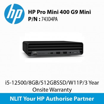 HP Pro Mini 400 G9 743D4PA Mini i5-12500/8GB/512GBSSD/W11P/3 Year Onsite Warranty