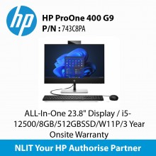 HP ProOne 400 G9 743C8PA ALL-In-One 23.8" Display / i5-12500/8GB/512GBSSD/W11P/3 Year Onsite Warranty