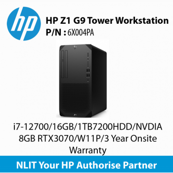 HP Z1 G9 Tower Workstation  6X004PA  i7-12700/16GB/1TB7200HDD/NVDIA 8GB RTX3070/W11P/3 Year Onsite Warranty