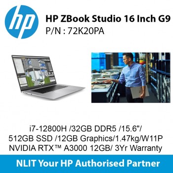 HP ZBook Studio  16 Inch G9 72K20PA ( i7-12800H /32GB DDR5 / 512SSD / 15.6