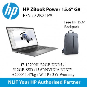 HP ZBook Power 15.6 Inch G9 72K21PA ( i7-12700H /32GB DDR5 / 512SSD / 15.6