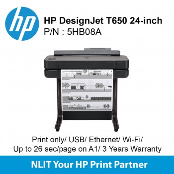 HP DesignJet T650 24-inch Large Format Printer (up to A1 size) with Mobile Printing (5HB08A)