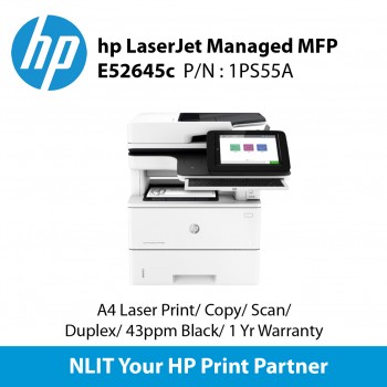 HP LaserJet Managed MFP E52645c (1PS55A) Print , Scan, Copy, Up to 43ppm, Duplex, 1 Yr NBD Onsite Warranty