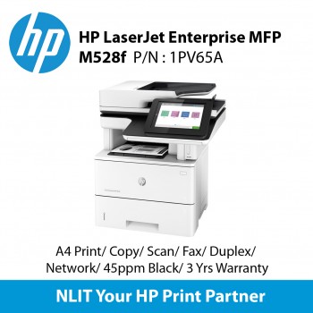 HP LaserJet Enterprise MFP M528f Printer (1PV65A) Print, copy, scan, fax Up to 43 ppm, Duplex, Network, 1 year Warranty