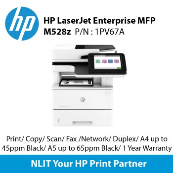 HP LaserJet Enterprise MFP M528z Printer (1PV67A) Print, copy, scan, fax Up to 45 ppm, Duplex, Network, 1 year