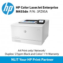 HP Color LaserJet Enterprise M455dn Printer,  Print A4, Duplex, Network, 27ppm (3PZ95A)
