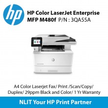 HP Color LaserJet Enterprise MFP M480f Printer,  Print, Scan, Copy, Fax, A4, Duplex, Network, 27ppm (3QA55A)