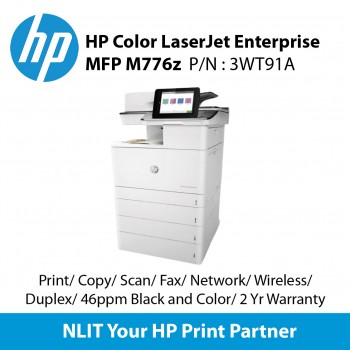 HP Color LaserJet Enterprise MFP M776z Printer (3WT91A) Print, Scan, Copy, Fax, A4 Up to 46ppm, Duplex, Network, Wireless, 2 years NBD Onsite warranty