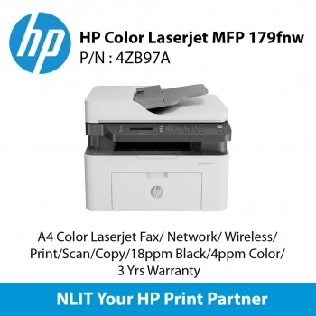 HP Color Laserjet MFP 179fnw, Print , Scan, Copy, Fax, Network, Wireless, 18ppm Black, 4ppm Color, 3 Yrs Warranty
