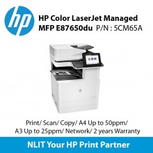 HP Color LaserJet Managed MFP E87650du Printer (5FM81A) Print, Scan, Copy, A4 Up to 50ppm, A3 Up to 25ppm, Network, 2 years Warranty