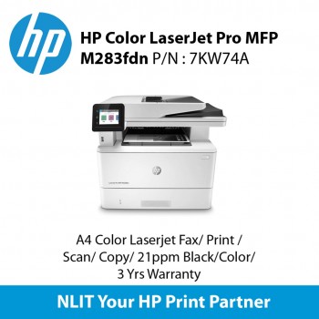 HP Color LaserJet Pro MFP M283fdn AIO Printer, A4 Color Laserjet Network, Fax, Print , Scan, Copy, Duplex, network  22ppm Black/Color, 3 Yrs Warranty