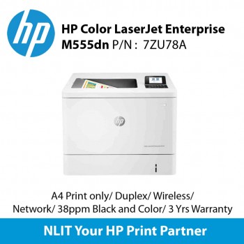 HP Color LaserJet Enterprise M555dn Printer, A4 Mono Print A4, Duplex, Network, 38ppm (7ZU81A)