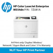 HP Color LaserJet Enterprise M554dn Printer,  Print A4, Duplex, Network, 33ppm (7ZU81A)