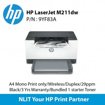 HP LaserJet M211dw (9YF83A) A4 Mono Print only, Duplex, Up to 29ppm, USB, WIreless, 3 Years Warranty