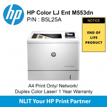 HP Color LaserJet Enterprise M553dn - A4 Print Only/ Network/ Duplex Color Laser Printer (EOL)