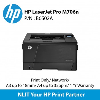 HP LaserJet Professional M706n Printer (B6S02A) Print Only, A4 Up to 35ppm, A3 up to 18ppm, 1 year warranty