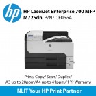 HP Laserjet MFP M725dn Printer (CF066A) Print, Scan, Copy, A4 Up to 41ppm, A3 Up to 20ppm, Duplex, Network, 1 year NBD Onsite Warranty