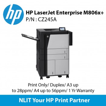 HP LaserJet Enterprise 800 M806x+ Printer (CZ245A) Print Only, A4 Up to 56ppm, A3 up to 28ppm, Duplex, Network, 1 year NBD Onsite warranty
