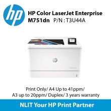 HP Color LaserJet Enterprise M751dn Printer T3U44A Print Only, A4 Up to 41ppm, A3 up to 20ppm, Duplex, 3 years warranty