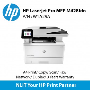 HP Laserjet Pro MFP M428fdn Printer (W1A29A) A4 Print, Copy, scan, fax, Network, Duplex with  3 Years Onsite Warranty