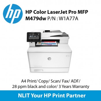 HP Color LaserJet Pro MFP M479dw W1A77A1 AIO Print  , Scan , Copy , Network , Duplex , Wireless , 28ppm Black/Color, 3 Yrs Warranty