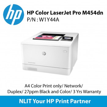 HP Color LaserJet Pro M454dn Printer Network, Duplex, A4 Color Print only, 27ppm Black and Color, 3 Yrs Warranty, Oct, 10