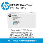 HP Original Toner : HP 507YC Cyan : 7800pgs : CE401YC : 2 Yrs Warranty CE401YC