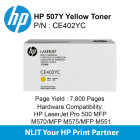 HP Original Toner : HP 507YC Yellow : 7800pgs : CE402YC : 2 Yrs Warranty CE402YC