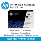 HP Original Toner : HP 14XC Contractual Black : 17500pgs : CF214XC : 2 Yrs Warranty CF214XC