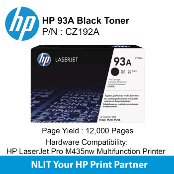 HP Original Toner : HP 93A Black : 12000pgs : CZ192A : 2 Yrs Warranty CZ192A