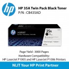 HP Original Toner : HP 35A Twin Pack Black : Std : 3,000pgs : CB435AD :  2 Years Direct HP Warranty