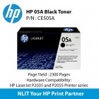 HP Original Toner : HP 05A Black : Std : 2,300pgs : CE505A :  2 Years Direct HP Warranty